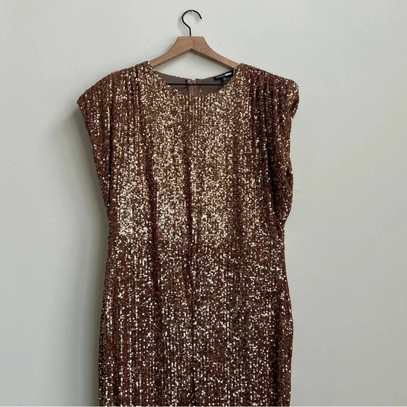 New Fashion Nova Chocolate “Sparkle And Snatched” Shoulder Pad Jumpsuit Size 2X - Picture 5 of 15
